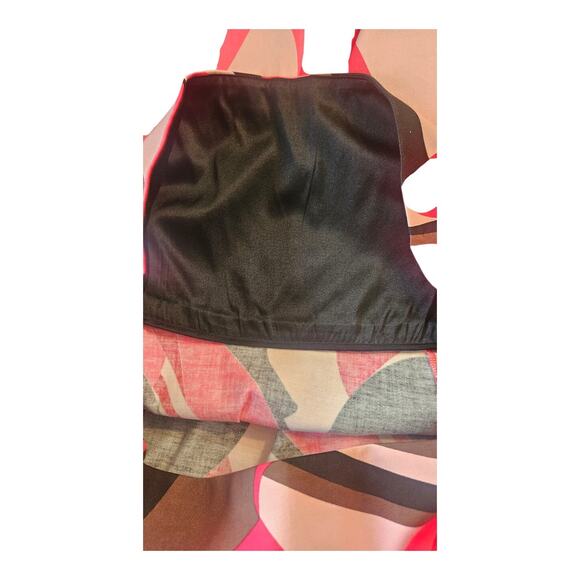 Elie Tahari Skirt Pink Brown Print Drop Waist A-Line Hem Border Women Sz 14 Geo - Picture 7 of 13